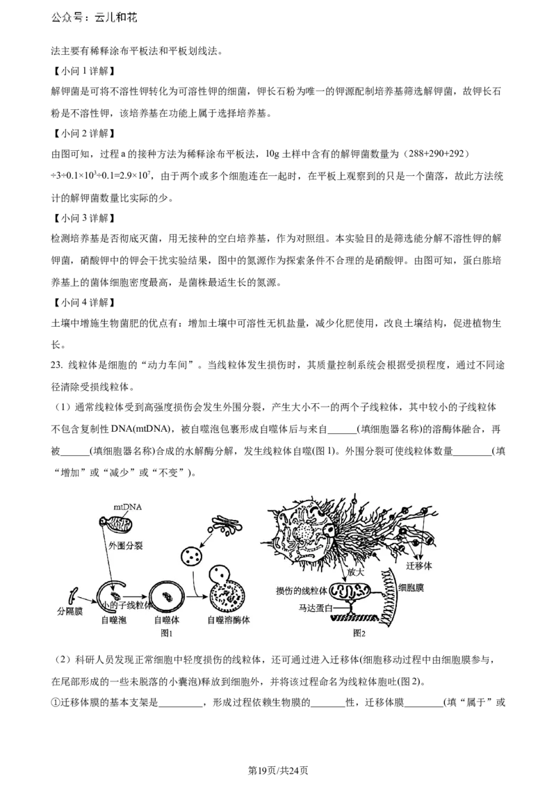 精品解析：辽宁省大连市2023-2024学年高二下学期期末考试生物学试题（解析版）_2024-2025高二（7-7月题库）_2024年07月试卷_0724辽宁省大连市2023_2024学年高二下学期期末考试