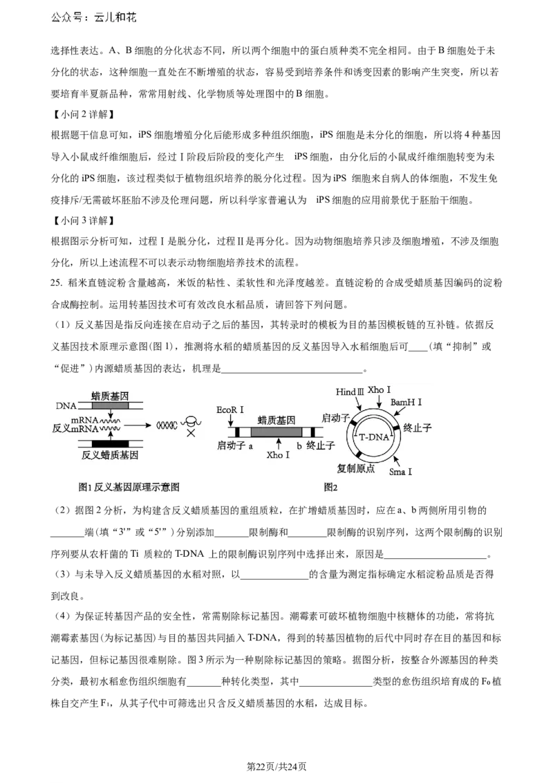 精品解析：辽宁省大连市2023-2024学年高二下学期期末考试生物学试题（解析版）_2024-2025高二（7-7月题库）_2024年07月试卷_0724辽宁省大连市2023_2024学年高二下学期期末考试