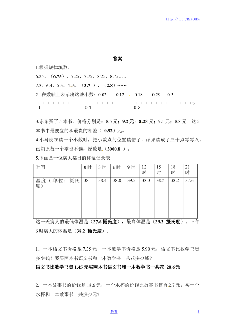 三年级下册数学一课一练-小数的初步认识3-苏教版_小学1-6年级全部试卷_数学_三年级_3-8-4、小学三年级数学下册_3-8-4-2、练习题、作业、试题、试卷_苏教版_课时练