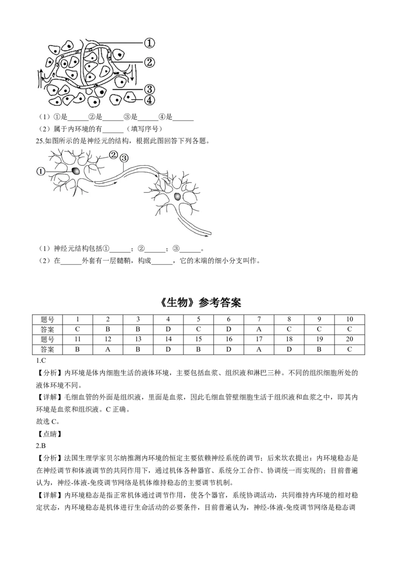 新疆疏附县2025-2026学年高二上学期期中考试生物试题_2025年11月高二试卷_251115新疆维吾尔自治区喀什地区疏附县2025-2026学年高二上学期11月期中（全）