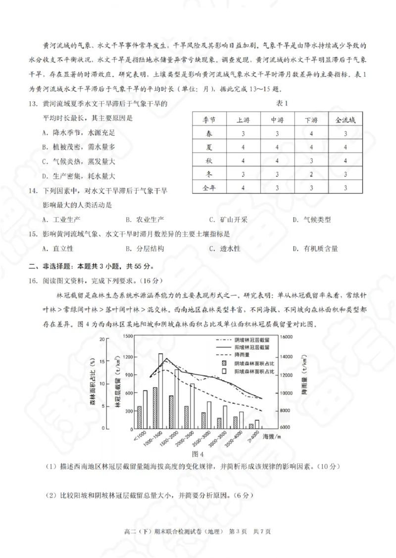重庆市2023-2024学年高二下学期期末联合检测地理_2024-2025高二（7-7月题库）_2024年07月试卷_0706重庆市2024年春高二下学期7月期末联合检测（康德卷）