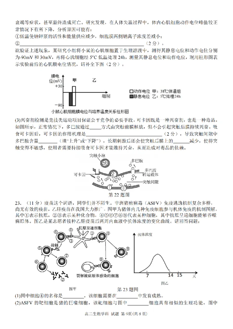 生物卷-2411台州十校高二期中_2024-2025高二（7-7月题库）_2024年11月试卷_1108浙江省台州十校联盟2024学年高二第二学期期中联考