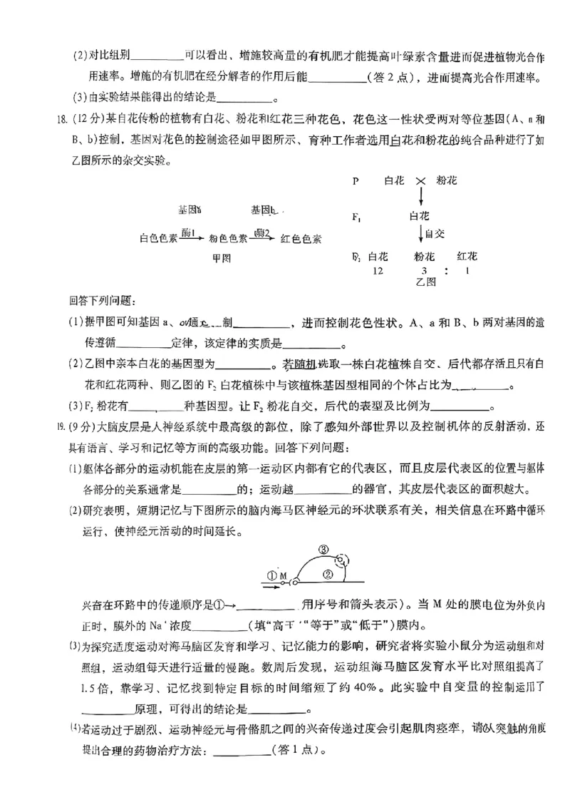 昆明市第一中学2026届高三年级第五次联考生物+答案_2024-2026高三（6-6月题库）_2026年01月高三试卷_0108云南省昆明市第一中学2026届高三年级第五次联考（全）