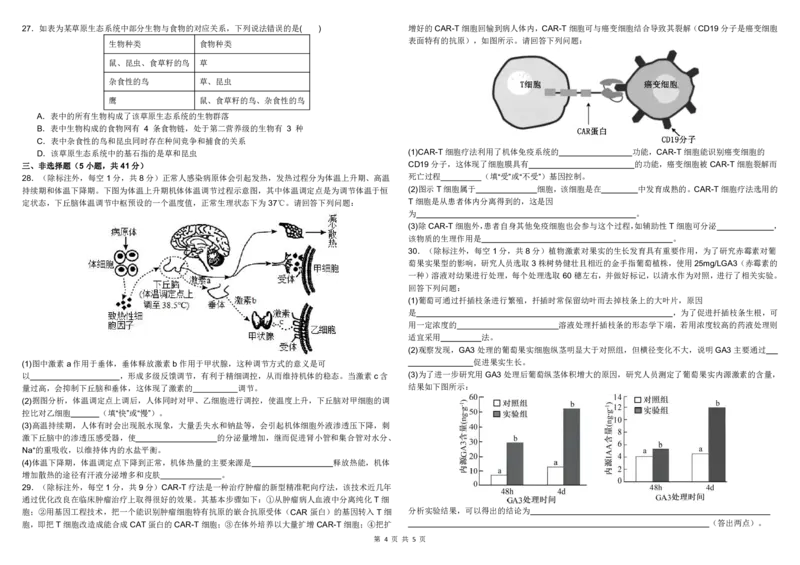 高二生物一诊_2024-2025高二（7-7月题库）_2025年02月试卷_0228内蒙古自治区巴彦淖尔市第一中学2024-2025学年高二下学期第一次学业诊断