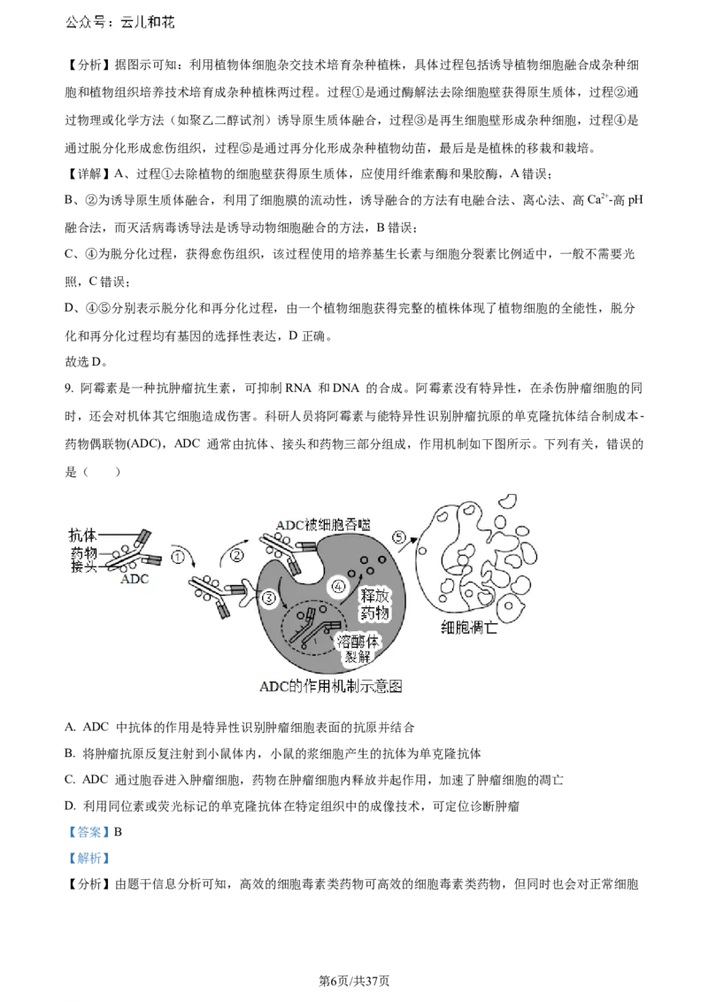 精品解析：黑龙江省哈师大附中和大庆铁人中学2023&mdash;2024学年高二下学期期末联考生物试题（解析版）_2024-2025高二（7-7月题库）_2024年07月试卷