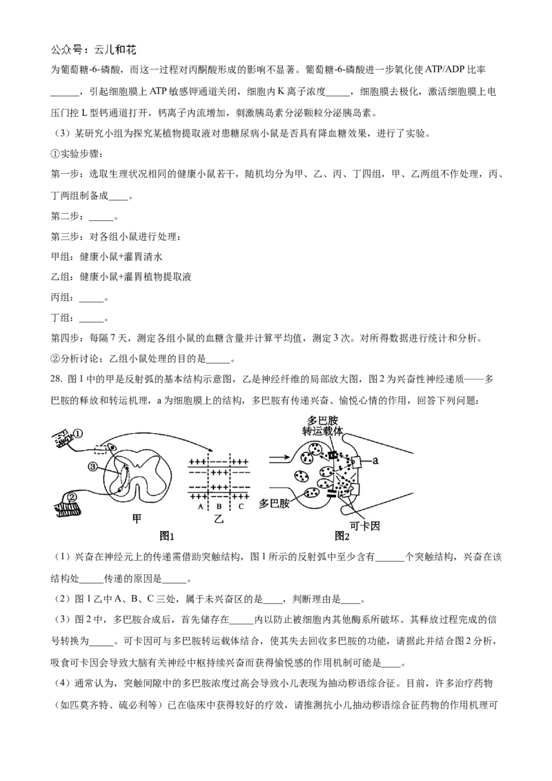 福建省福州市9校2024-2025学年高二上学期11月期中生物试题Word版无答案_2024-2025高二（7-7月题库）_2024年12月试卷_1206福建省福州市福九联盟2024-2025学年高二上学期11月期中联考试题