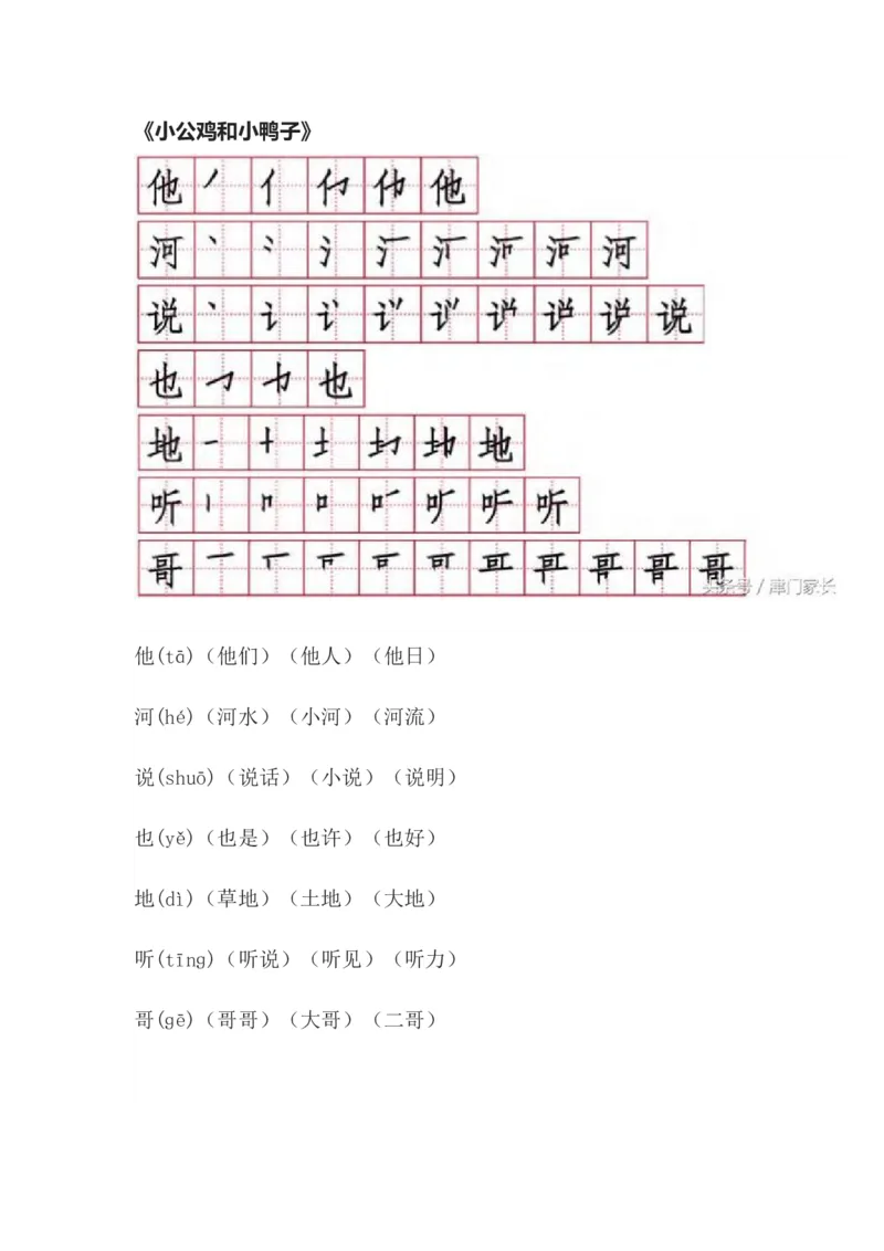 一年级语文下册笔顺、生字、拼音、组词资料_小学1-6年级全部试卷_语文_一年级_3-6-2、小学一年级语文下册_3-6-2-1、复习、知识点、归纳汇总_通用