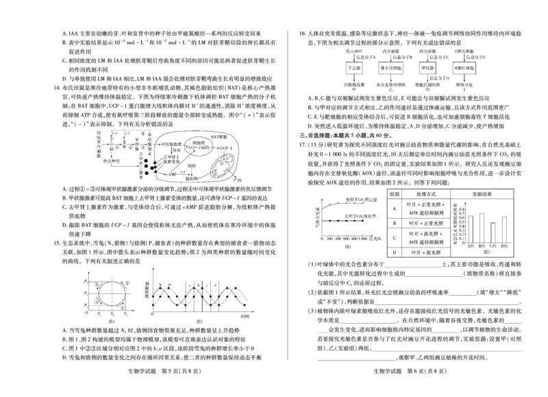 生物学湖南高二12月测_251227湖南省湘一联盟2025-2026学年高二上学期12月月考试题（全）