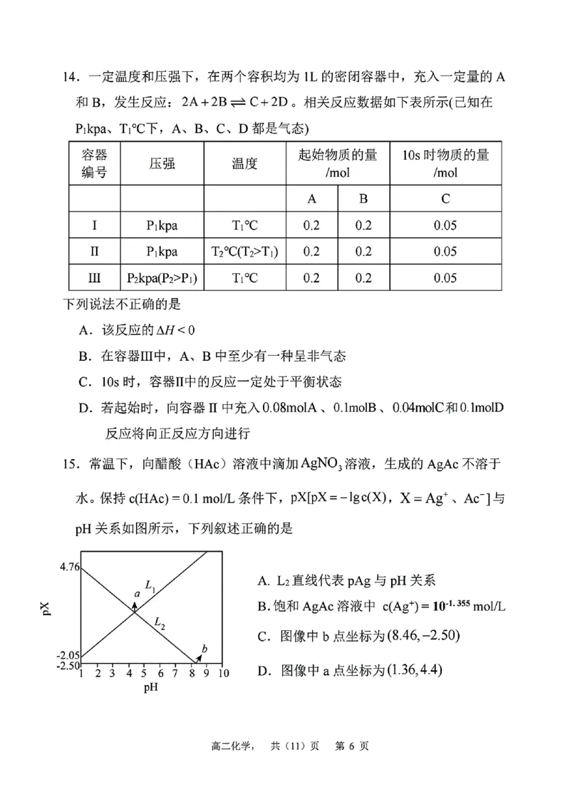 辽宁省七校协作体2024-2025学年高二上学期12月月考化学试卷_2024-2025高二（7-7月题库）_2024年12月试卷_1224辽宁省七校协作体2024-2025学年高二12月联考