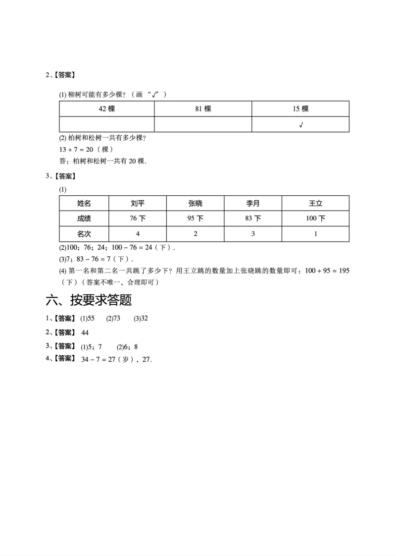 一年级下期数学真题汇编多套含答案_小学1-6年级全部试卷_数学_一年级_3-6-4、小学一年级数学下册_3-6-4-2、练习题、作业、试题、试卷_通用