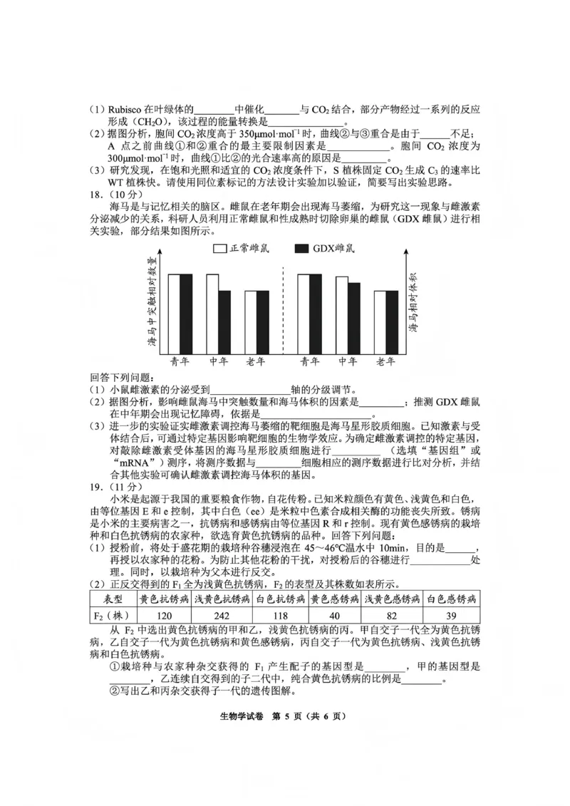 毕节市2026届高三年级高考第一次适应性考试生物_2024-2026高三（6-6月题库）_2026年01月高三试卷_0118贵州省毕节市2026届高三年级高考第一次适应性考试（毕节一诊）（全）
