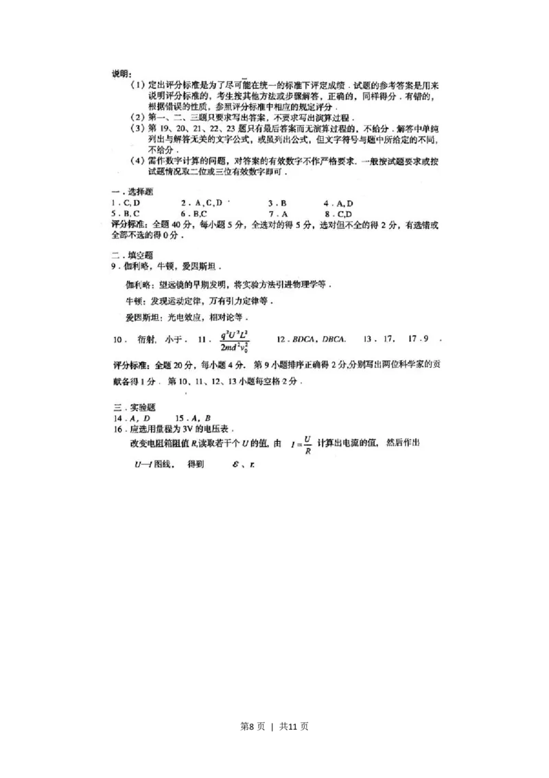 2001年上海高考物理真题及答案(图片版)_zz20高中真题试卷_物理高考真题试卷_旧1990-2007&middot;高考物理真题_1990-2007&middot;高考物理真题&middot;PDF_上海