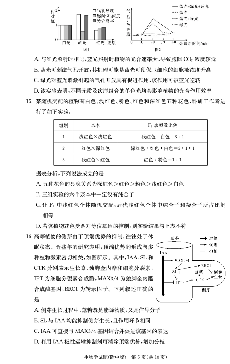 湖南师范大学附属中学2024-2025学年高三上学期月考卷（三）生物（附中高三3次）_2024-2025高三（6-6月题库）_2024年11月试卷_11142025届湖南师大附中高三上学期月考卷（三）（全科）