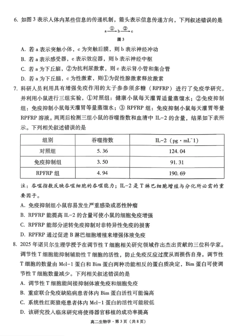 生物试卷-贵阳市第一中学2027届高二上学期12月月考_251229贵阳市第一中学2027届高二上学期12月月考