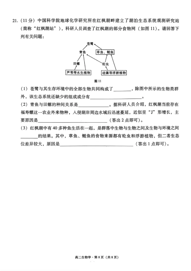 生物试卷-贵阳市第一中学2027届高二上学期12月月考_251229贵阳市第一中学2027届高二上学期12月月考
