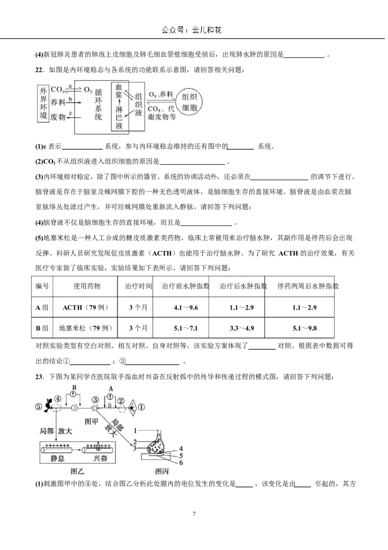 生物试题_2024-2025高二（7-7月题库）_2024年11月试卷_1107四川省成都外国语学校2024-2025学年高二上学期10月月考