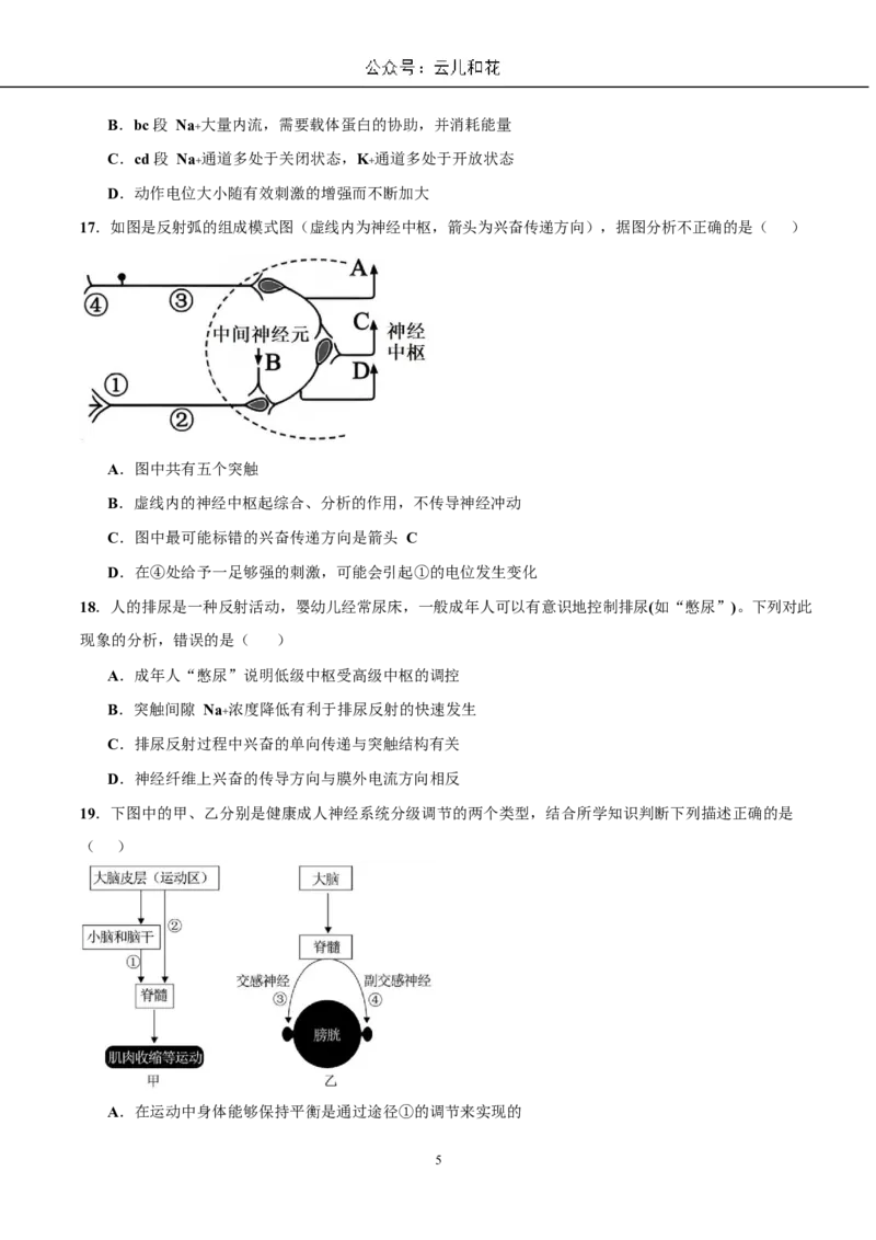 生物试题_2024-2025高二（7-7月题库）_2024年11月试卷_1107四川省成都外国语学校2024-2025学年高二上学期10月月考