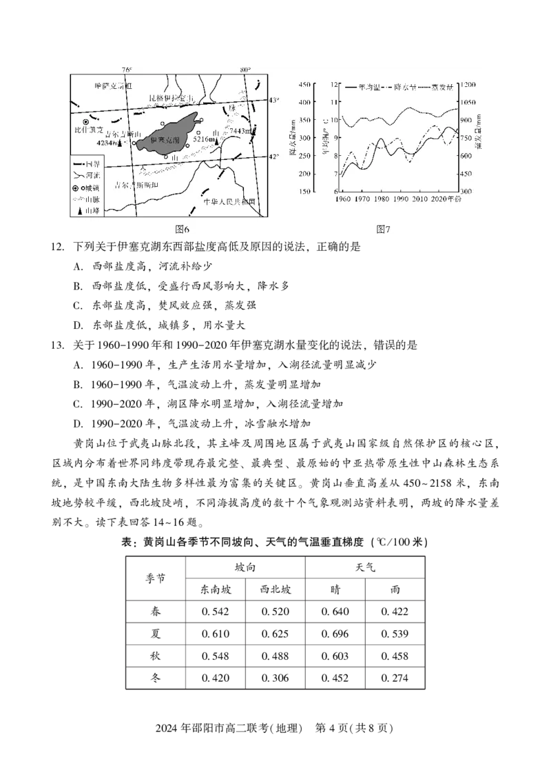 高二联考地理_2024-2025高二（7-7月题库）_2024年07月试卷_0707湖南省邵阳市2023-2024学年高二下学期7月期末联考_湖南省邵阳市2023-2024学年高二下学期7月期末联考地理