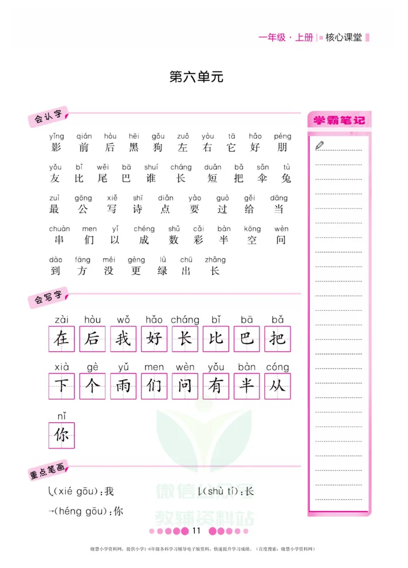 一年级上册语文部编版考点过关_小学1-6年级全部试卷_语文_一年级_3-6-1、小学一年级语文上册_3-6-1-1、复习、知识点、归纳汇总_通用