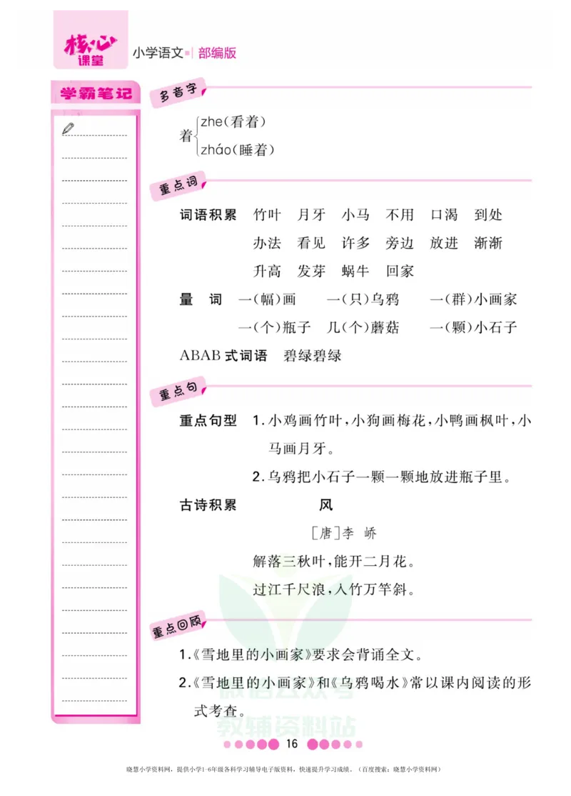 一年级上册语文部编版考点过关_小学1-6年级全部试卷_语文_一年级_3-6-1、小学一年级语文上册_3-6-1-1、复习、知识点、归纳汇总_通用