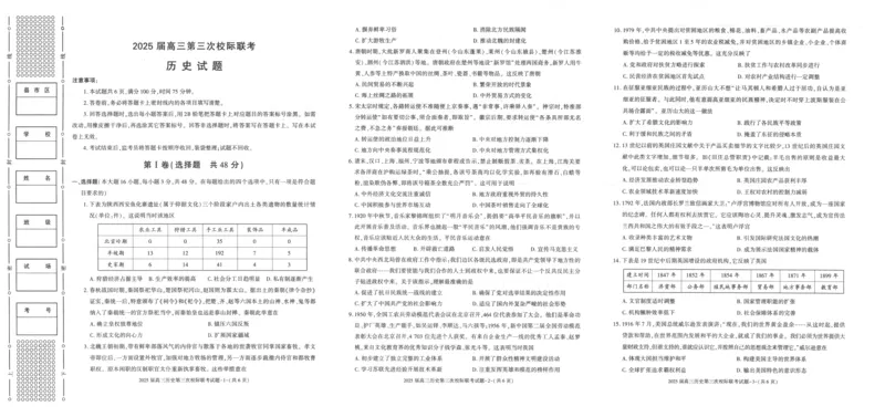 陕西省汉中市部分学校2024-2025学年高三上学期12月联考历史+答案_2024-2025高三（6-6月题库）_2024年12月试卷_1217陕西省汉中市部分学校2025届高三上学期12月第三次校际联考