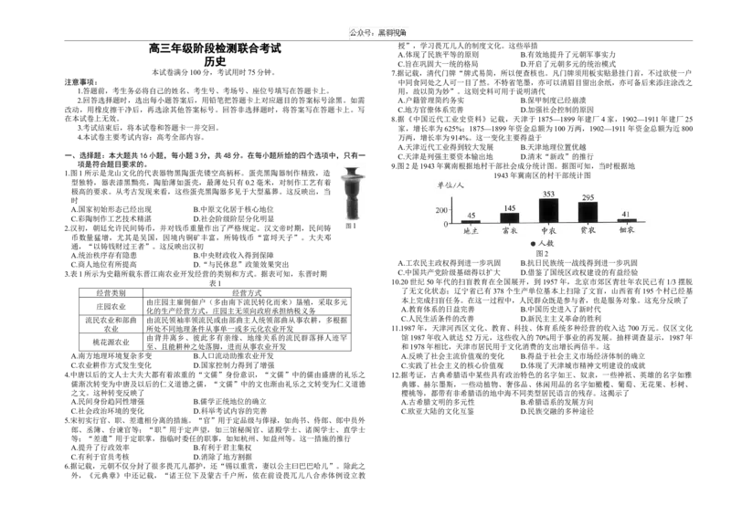 湖南省部分学校2024-2025学年高三上学期10月阶段检测联合考试历史试题_2024-2026高三（6-6月题库）_2024年10月试卷_1017湖南省金太阳2024-2025学年高三上学期10月阶段检测联合考试