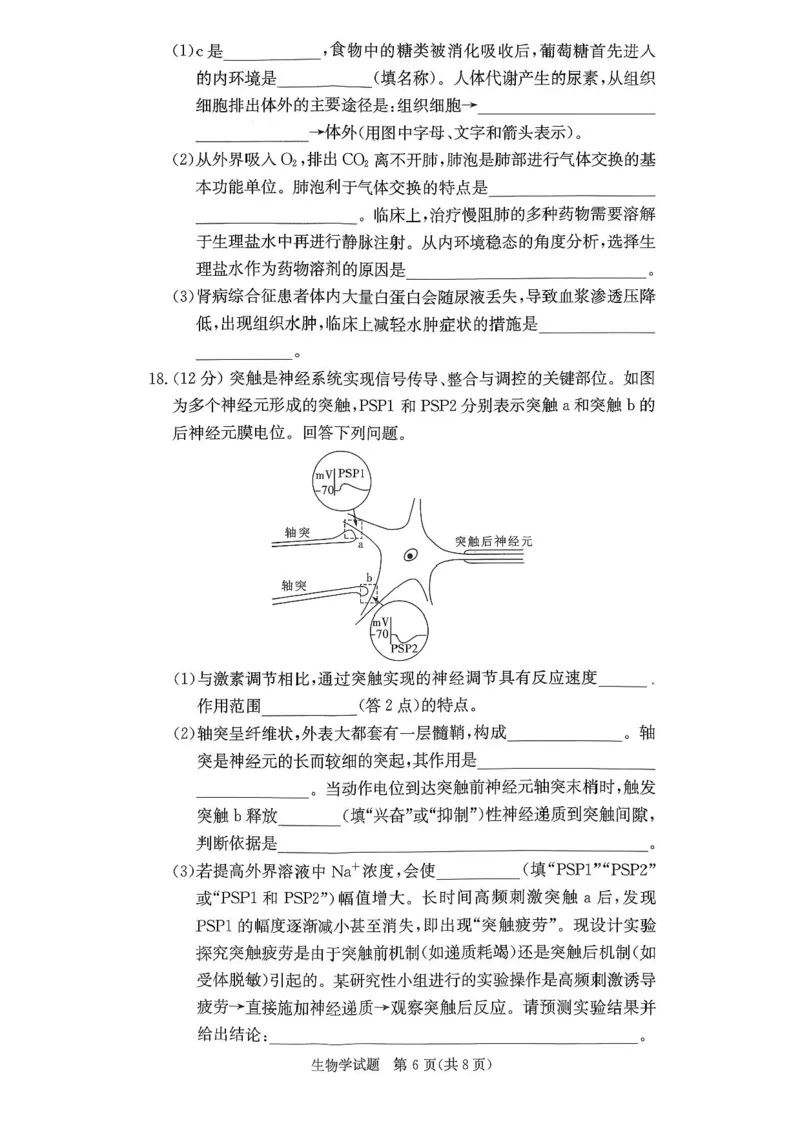 湖南省名校联考联合体2025-2026学年高二上学期期中考试生物试题_2025年11月高二试卷_251116湖南炎德英才名校联考联合体2025年秋季高二第三次（期中）联考