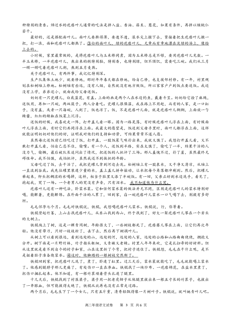 语文试卷_2025年11月高二试卷_251128安徽合肥市六校联盟2025年秋季学期高二期中考试（全）