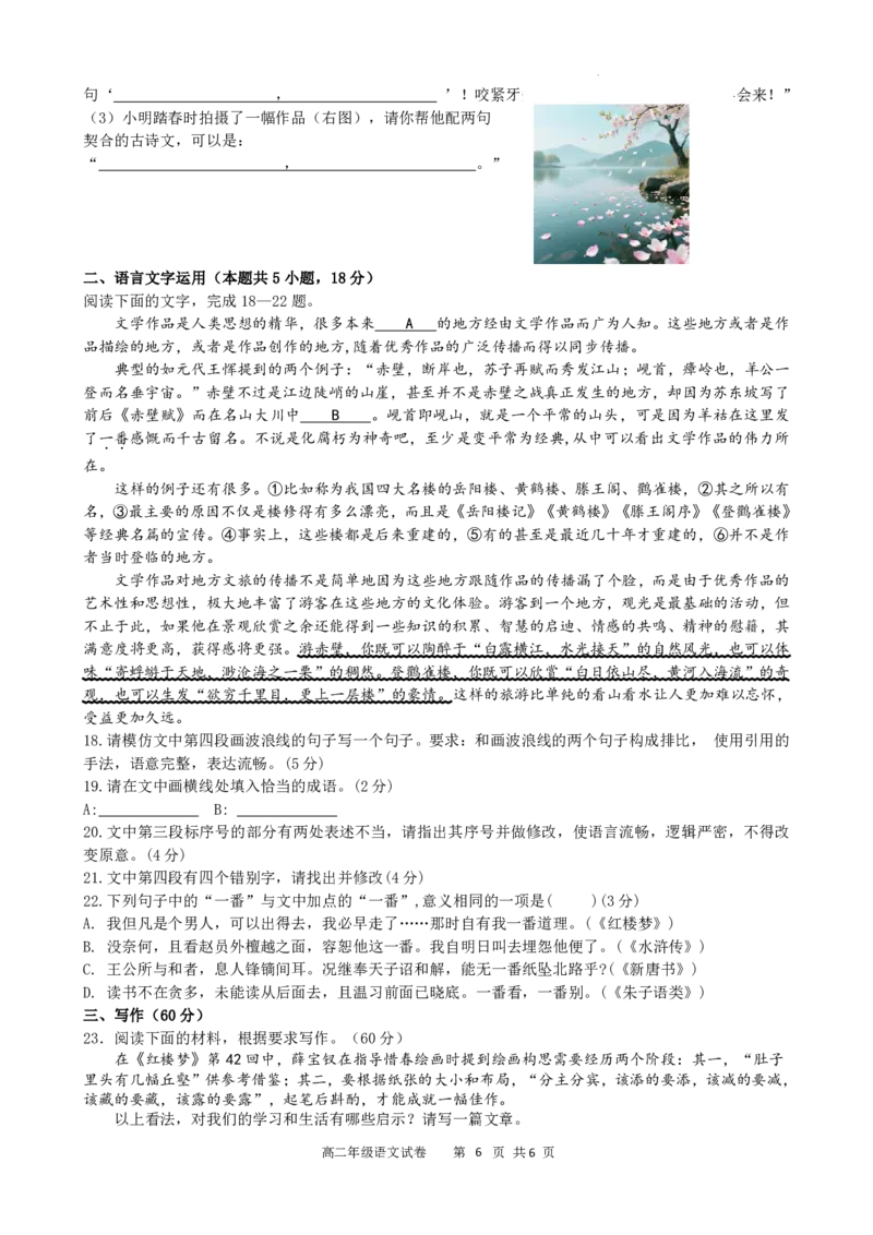 语文试卷_2025年11月高二试卷_251128安徽合肥市六校联盟2025年秋季学期高二期中考试（全）