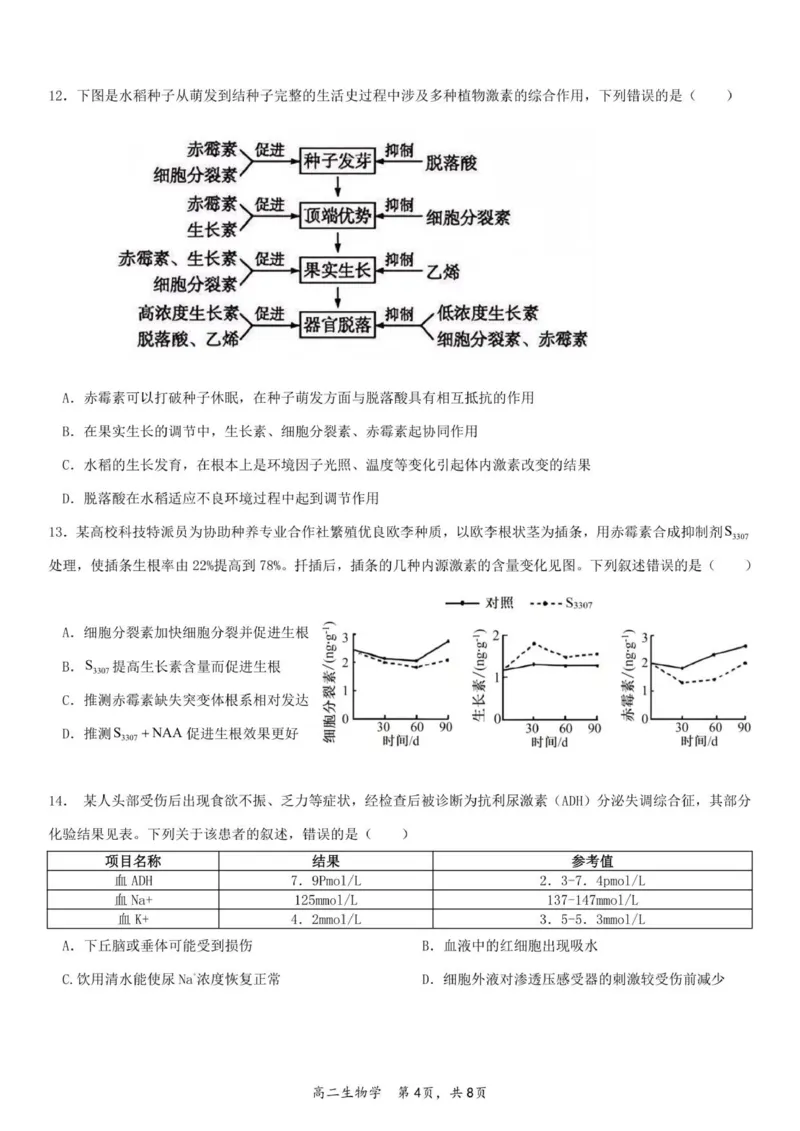 高二生物试卷-2025-2026学年度第一学期高中阶段联考（12月）_251212广东省多校联考2025-2026学年高二上学期12月期中_广东省多校联考2025-2026学年高二上学期12月考试生物试题（含答案）