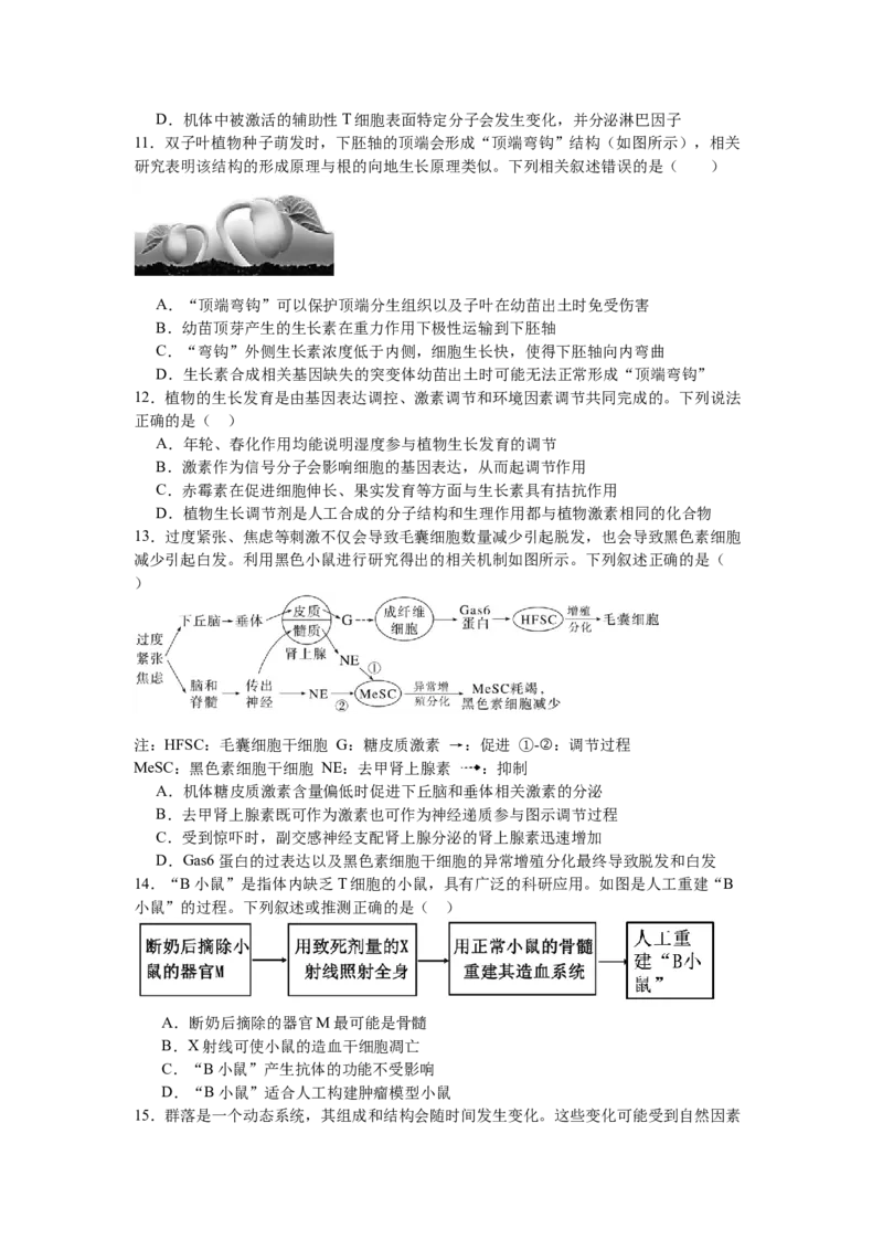 生物_2024-2025高二（7-7月题库）_2025年04月试卷(1)_0411重庆市九龙坡区渝西中学2024-2025学年高二下学期4月月考_重庆市渝西中学2024-2025学年高二下学期4月月考生物学试题（含答案）
