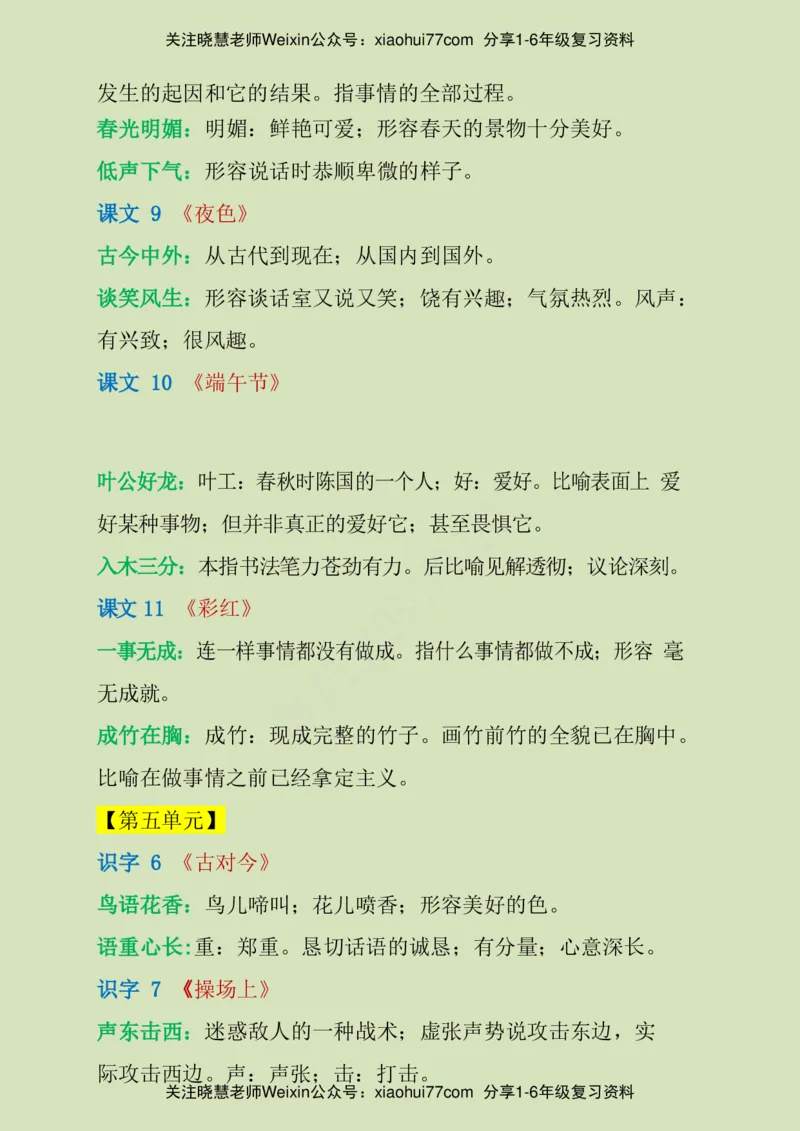 一年级下册-需要掌握的成语解释_小学1-6年级全部试卷_语文_一年级_3-6-2、小学一年级语文下册_3-6-2-1、复习、知识点、归纳汇总_通用