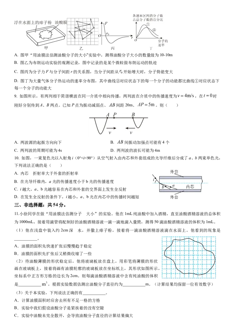 高二物理试题_2024-2025高二（7-7月题库）_2026年1月高二_260113河北省保定市部分高中2025-2026学年高二上学期12月月考（全）
