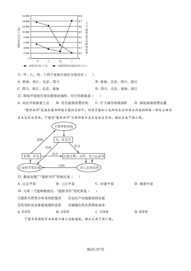 精品解析：四川省成都市蓉城名校2024-2025学年高三上学期入学联考地理试题（原卷版）_2024-2025高三（6-6月题库）_2024年09月试卷