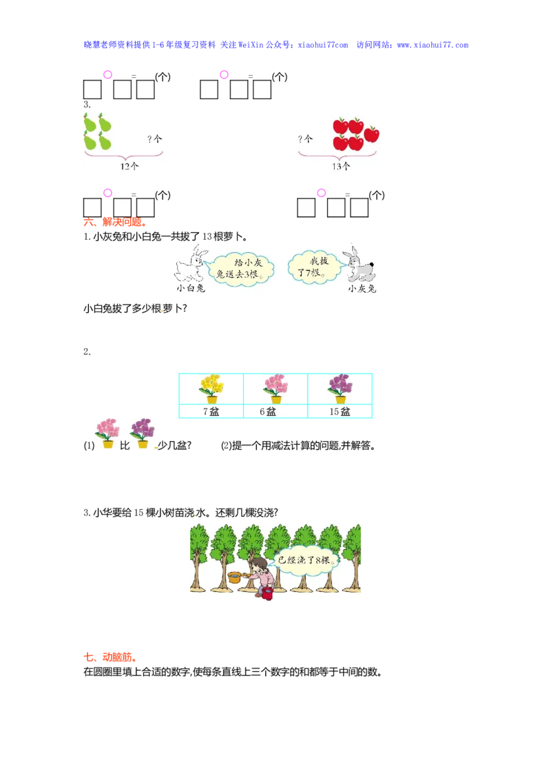 人教新课标数学一年级下学期第2单元测试卷2_小学1-6年级全部试卷_数学_一年级_3-6-4、小学一年级数学下册_3-6-4-2、练习题、作业、试题、试卷_人教版_单元测试卷