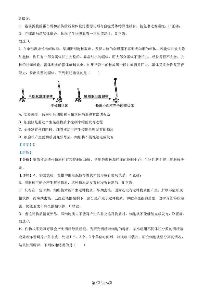精品解析：重庆市巴蜀中学校2023-2024学年高二下学期7月期末考试生物试题（解析版）_2024-2025高三（6-6月题库）_2024年07月试卷_240715重庆市巴蜀中学2023-2024学年高二下学期期末