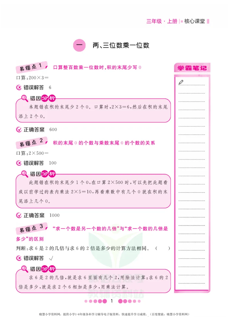 三年级上册数学苏教版易错清单_小学1-6年级全部试卷_数学_三年级_3-8-3、小学三年级数学上册_3-8-3-1、复习、知识点、归纳汇总_苏教版