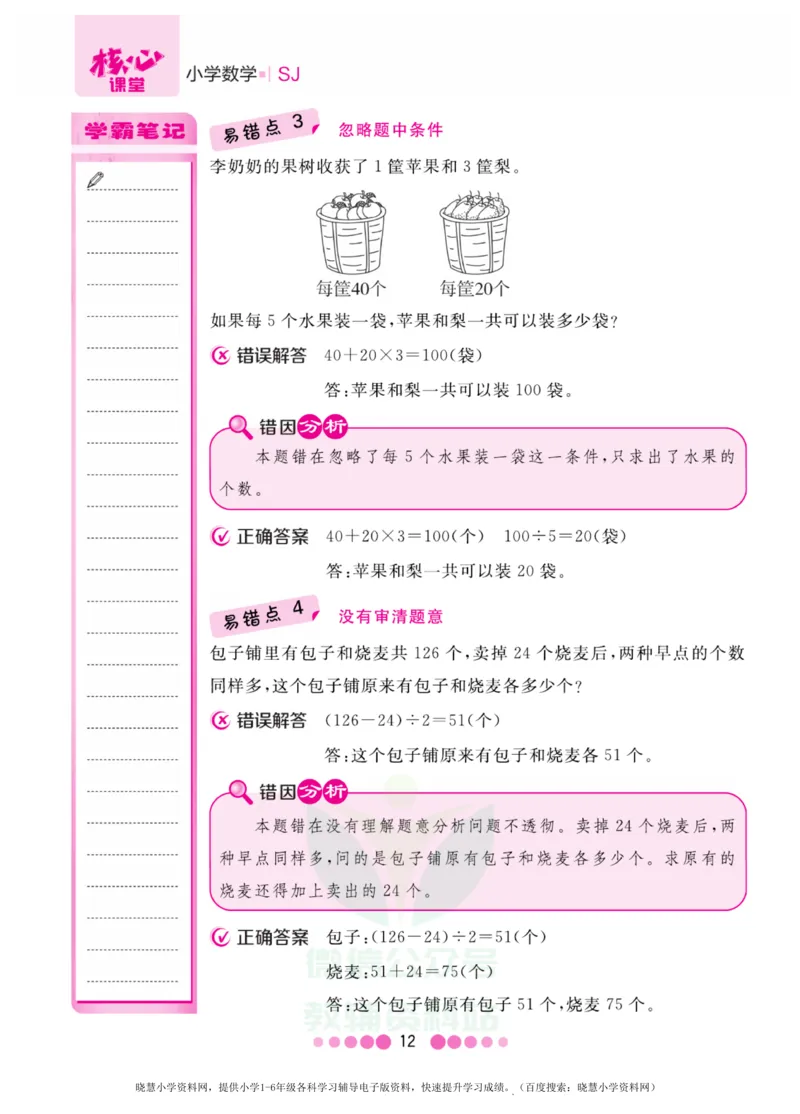 三年级上册数学苏教版易错清单_小学1-6年级全部试卷_数学_三年级_3-8-3、小学三年级数学上册_3-8-3-1、复习、知识点、归纳汇总_苏教版