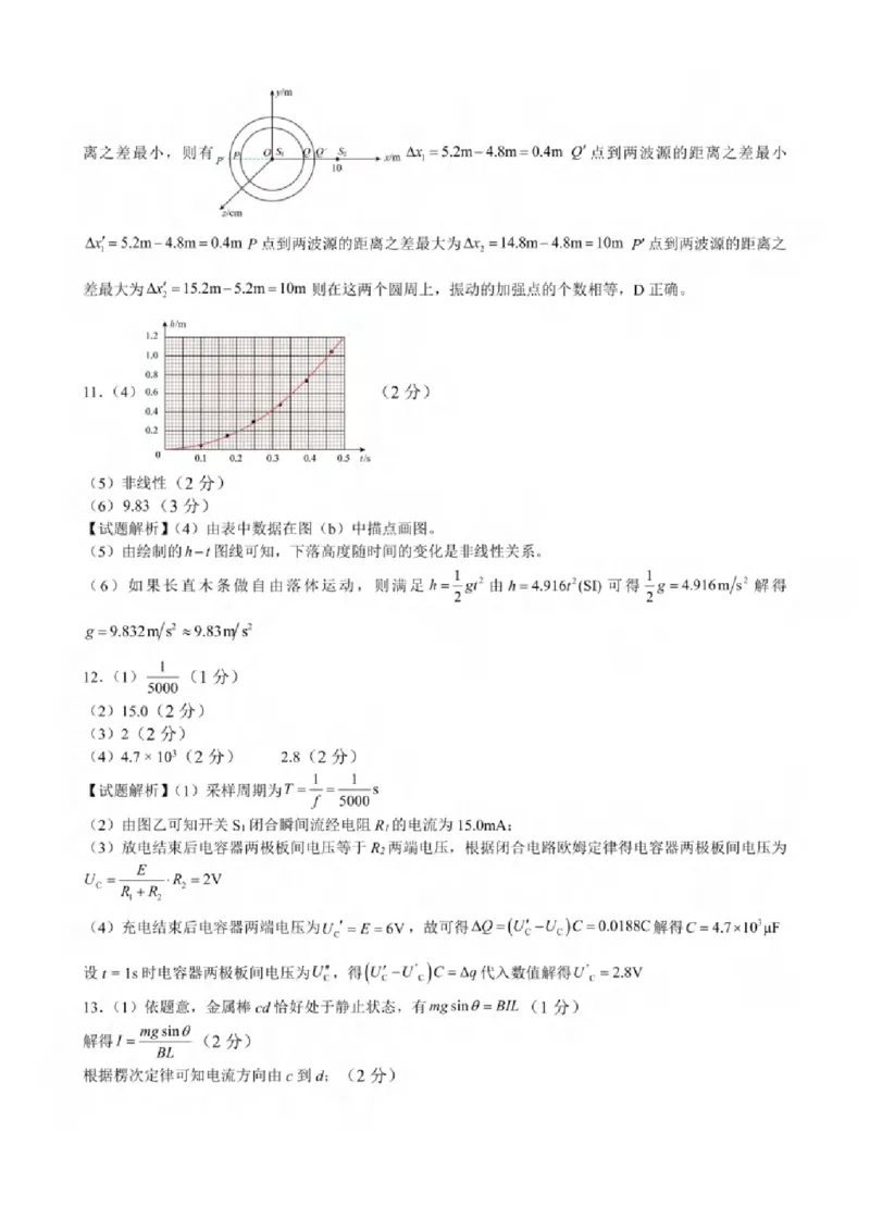 重庆市2024-2025学年高三上学期9月联考物理-试卷+答案_2024-2025高三（6-6月题库）_2024年09月试卷_0920名校方案重庆市2024-2025学年高三上学期9月联考