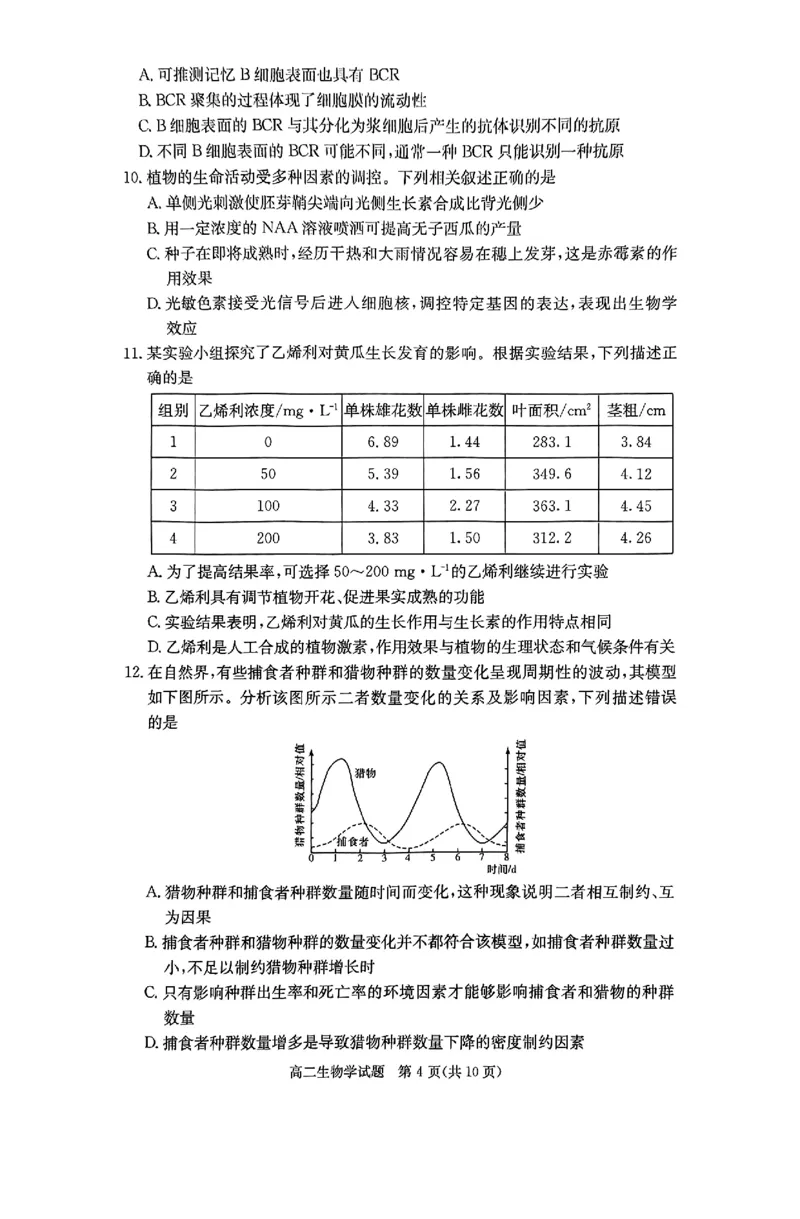 生物试题_2024-2025高二（7-7月题库）_2024年12月试卷_1213湖南长郡中学等十八校联盟2024年高二12月第三次月考_湖南省名校2024-2025学年高二上学期12月检测生物试题