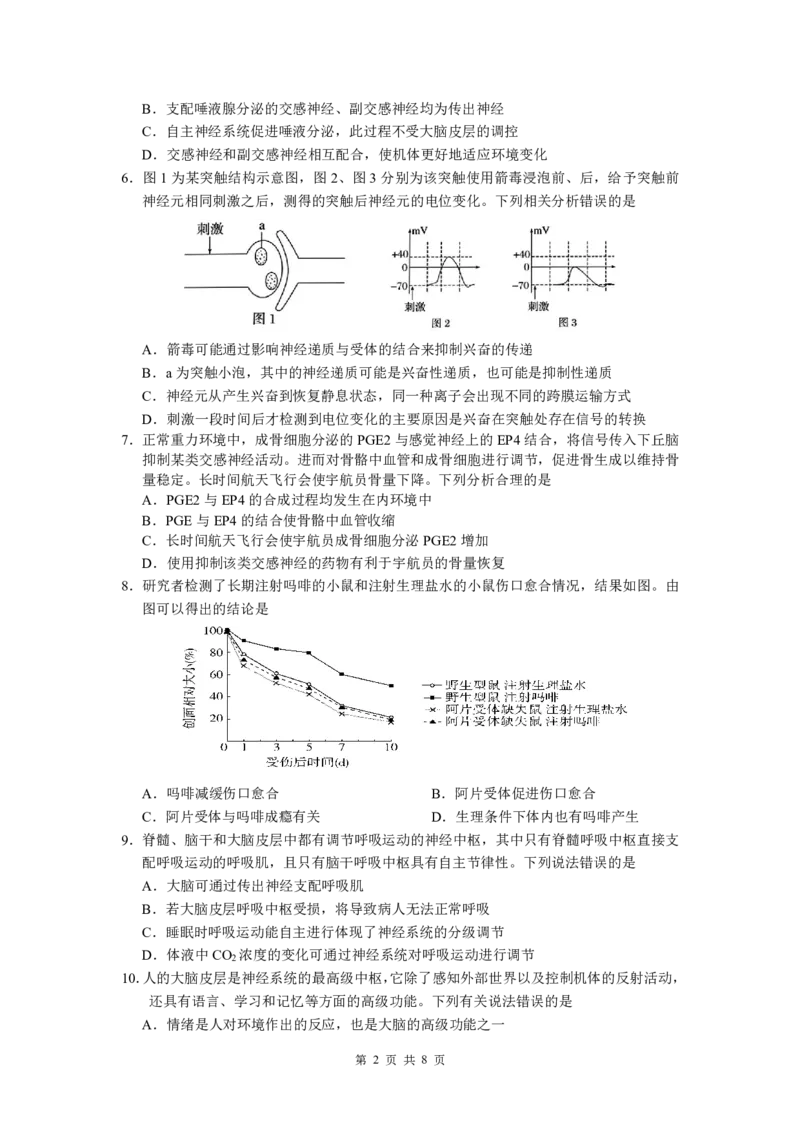 生物试题_2024-2025高二（7-7月题库）_2024年11月试卷_1112四川省绵阳市南山中学2024-2025学年高二上学期期中考试_四川省绵阳市南山中学2024-2025学年高二上学期期中考试生物试题PDF版含答案
