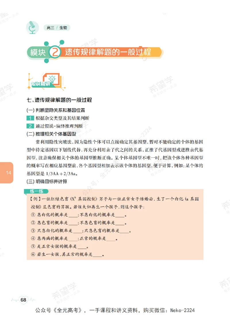 高三生物培训班学习用书（秋季第二册-全国版-S）-正文_2024-2025高三（6-6月题库）_2024年09月试卷_段麟飞