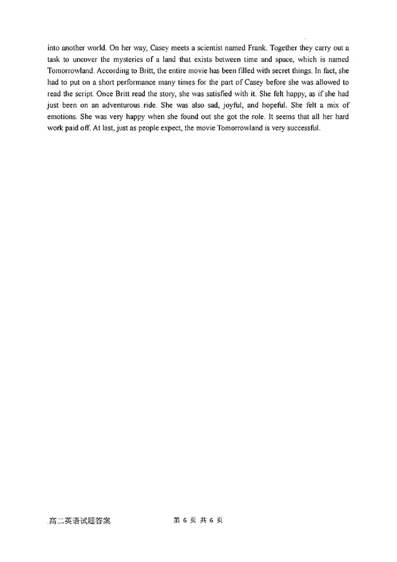 扫描件_2025学年英语参考答案_2025年10月高二试卷_251014浙江省六校联盟2025-2026学年高二上学期10月月考_浙江省六校联盟2025-2026学年高二上学期10月月考英语试题（含答案）