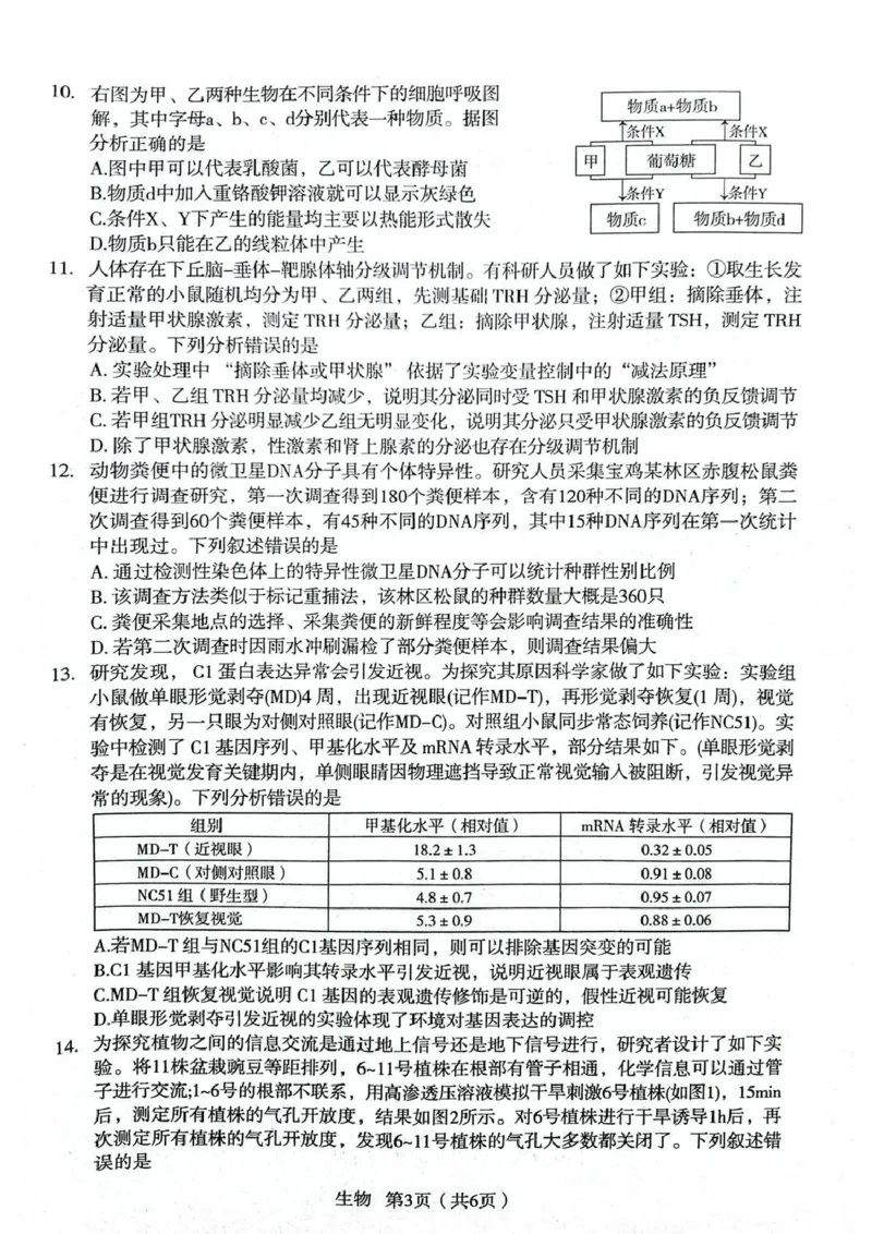2026年宝鸡市高考模拟检测试题（一）生物_2024-2026高三（6-6月题库）_2026年01月高三试卷_0111陕西省2026年宝鸡市高考模拟检测试题（一）
