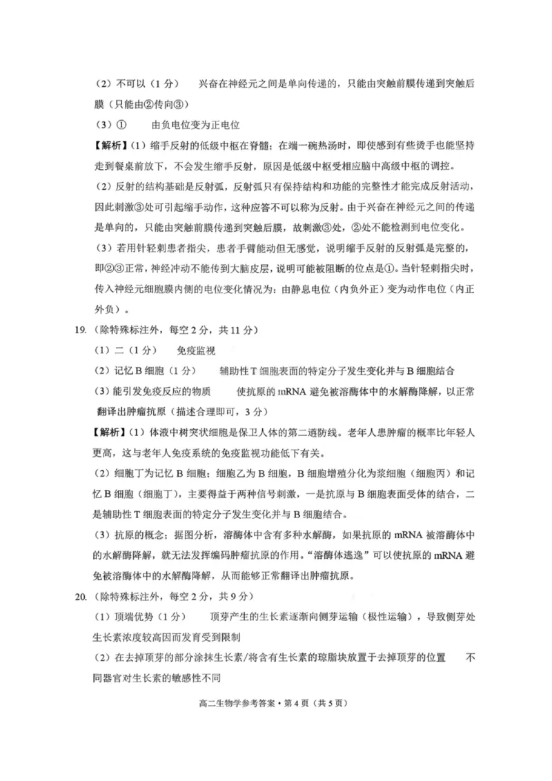 生物答案-贵阳市第一中学2027届高二上学期12月月考_251229贵阳市第一中学2027届高二上学期12月月考