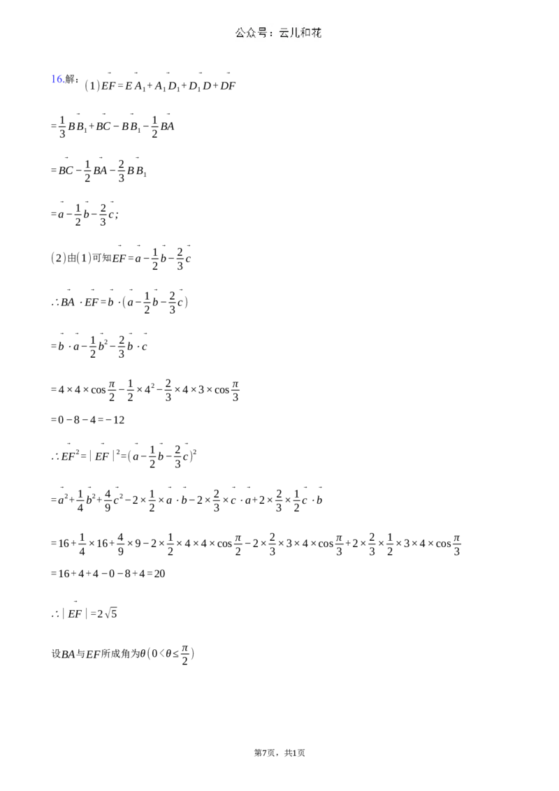 福建省福州市福九联盟2024-2025学年高二上学期11月期中联考数学试题(含答案）_2024-2025高二（7-7月题库）_2024年12月试卷_1206福建省福州市福九联盟2024-2025学年高二上学期11月期中联考试题