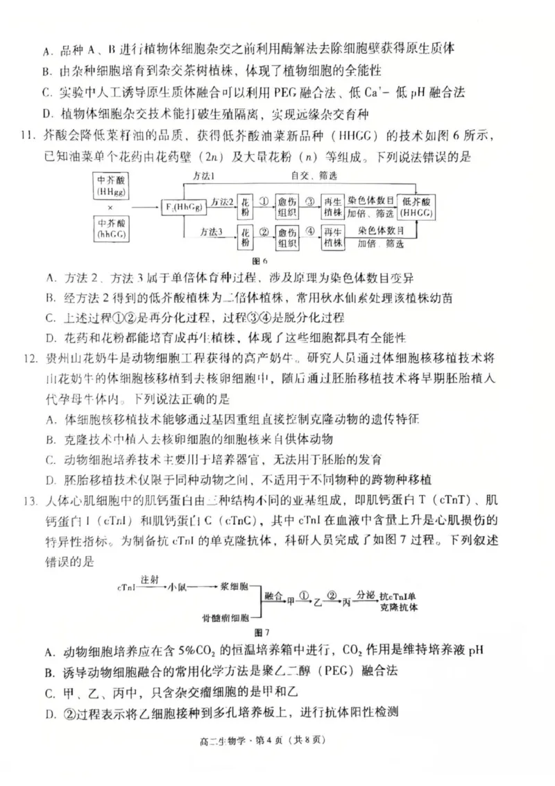 贵州省贵阳市六中联盟校2024-2025学年高二下学期4月联考生物试卷（扫描版含解析）_2024-2025高二（7-7月题库）_2025年05月试卷