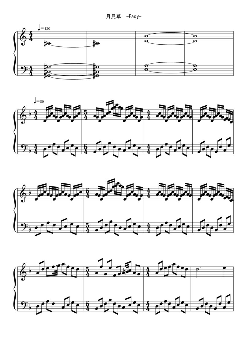 [東方ピアノEasyモード楽譜][easy][2]_一万首著名钢琴曲谱哈农贝多芬合集视频教学电子版高清无水印可打印_05动漫游戏钢琴谱合集_日系东方Project钢琴谱全集_东方project钢琴谱_19　月見草