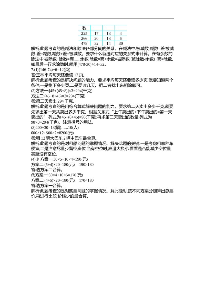 人教版四年级数学下册单元测试卷（含答案）-第1单元四则运算：第一单元检测（2）_小学1-6年级全部试卷_数学_四年级_3-9-4、小学四年级数学下册_3-9-4-2、练习题、作业、试题、试卷_人教版