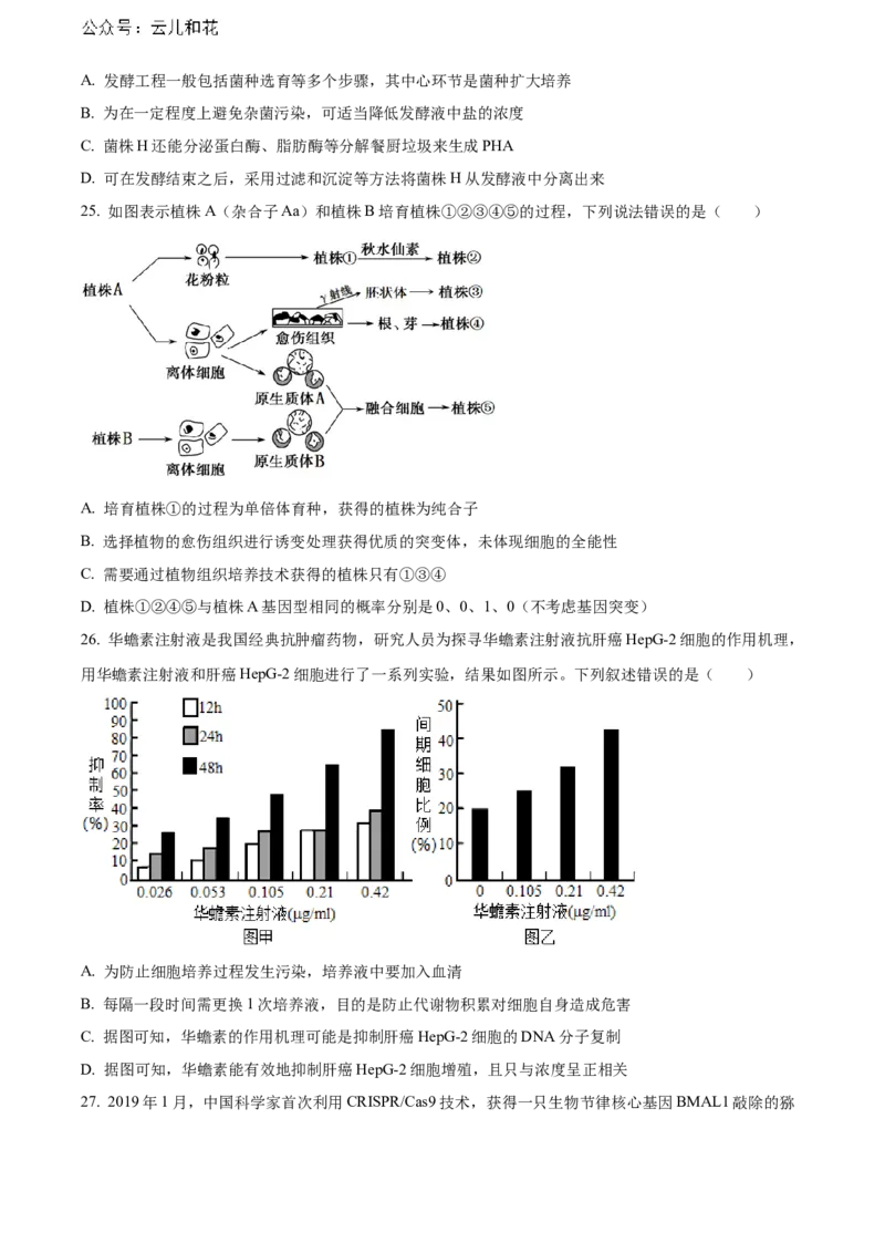 辽宁省沈阳市第一二〇中学2023-2024学年高二下学期第二次质量监测试题生物Word版含解析_2024-2025高二（7-7月题库）_2024年07月试卷